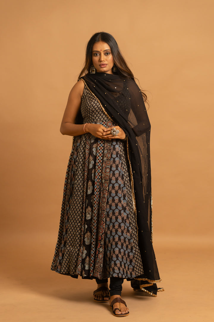Ajrakh Anarkali Set