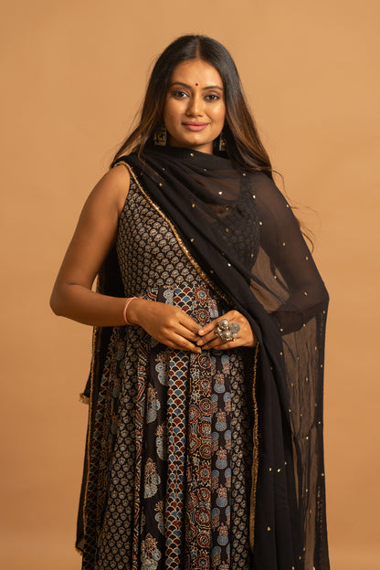 Ajrakh Anarkali Set