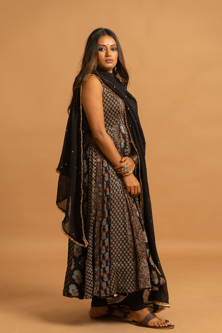 Ajrakh Anarkali Set