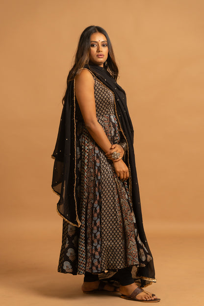 Ajrakh Anarkali Set