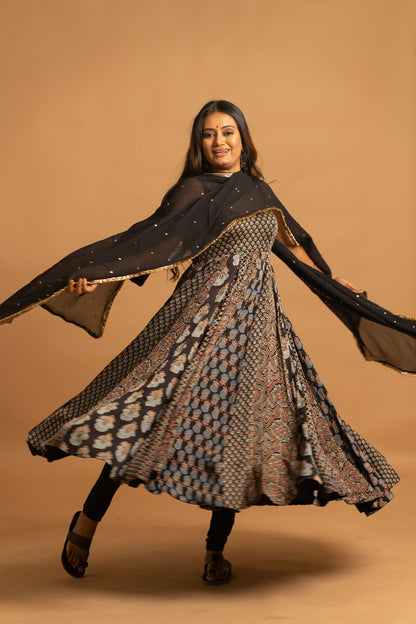 Ajrakh Anarkali Set