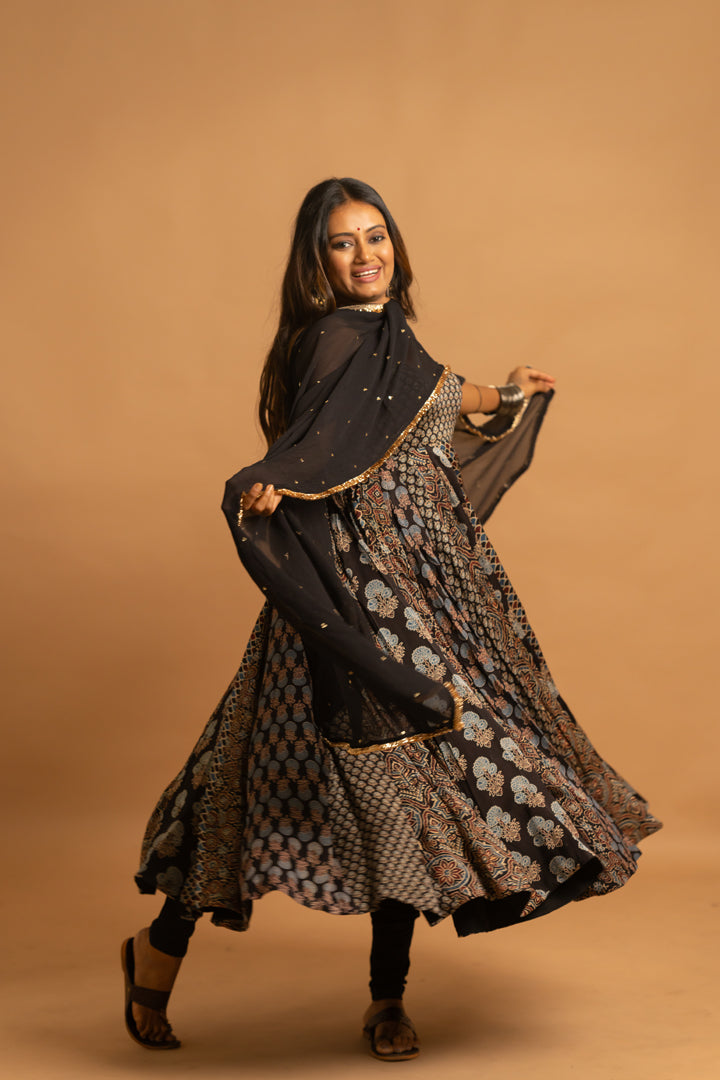 Ajrakh Anarkali Set
