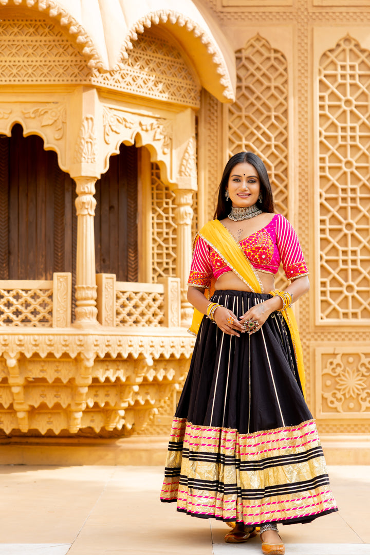 Black Leheriya Lehenga Set