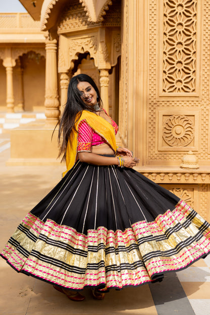 Black Leheriya Lehenga Set