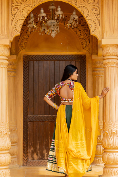 Bottle Green Gradation Lehenga Set