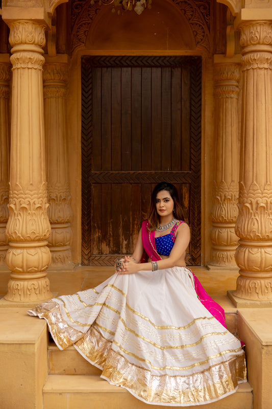 White Gradation Lehenga Set