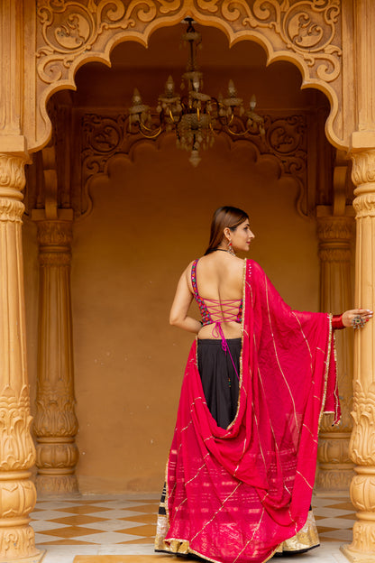Black Toi Gradation Lehenga Set