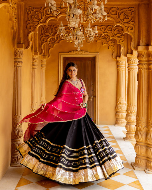 Black Toi Gradation Lehenga Set