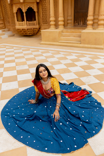Teal Blue Mirror Lehenga Set