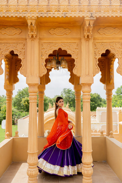 Purple Cotton Lehenga Set