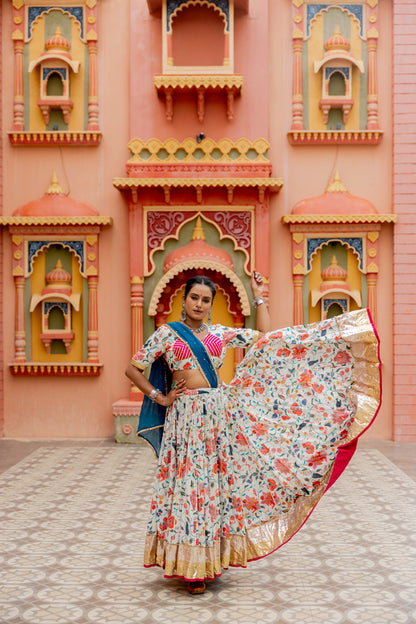 White Floral Lehenga Set