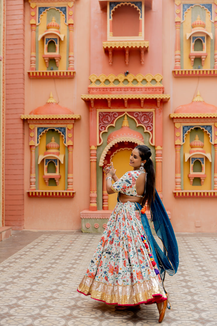 White Floral Lehenga Set