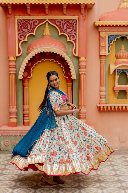 White Floral Lehenga Set