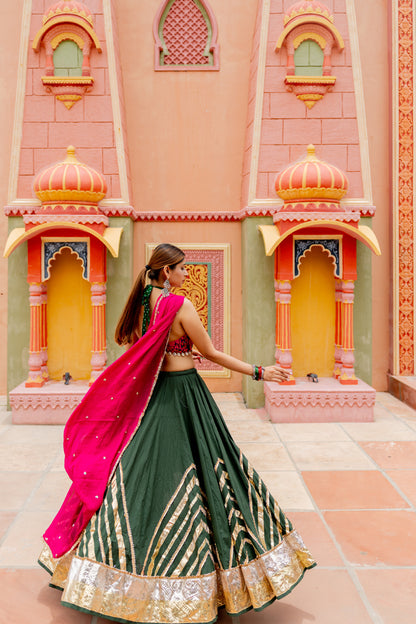 Bottle Green Lehenga Set