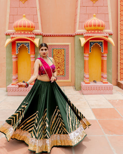 Bottle Green Lehenga Set