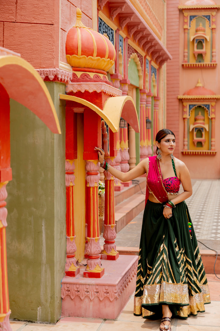 Bottle Green Lehenga Set
