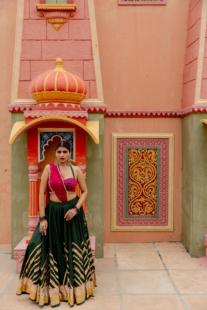 Bottle Green Lehenga Set