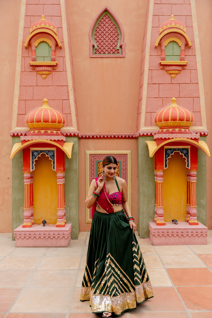 Bottle Green Lehenga Set
