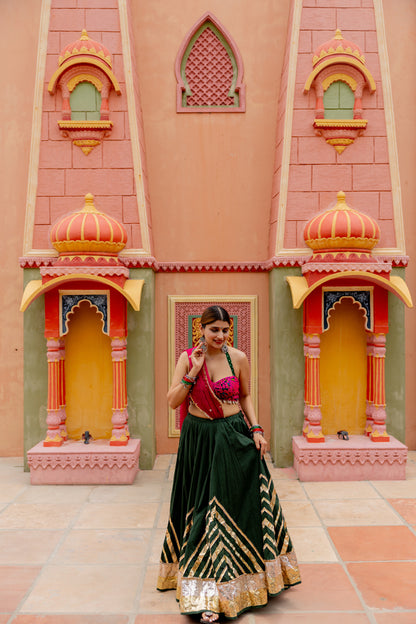 Bottle Green Lehenga Set