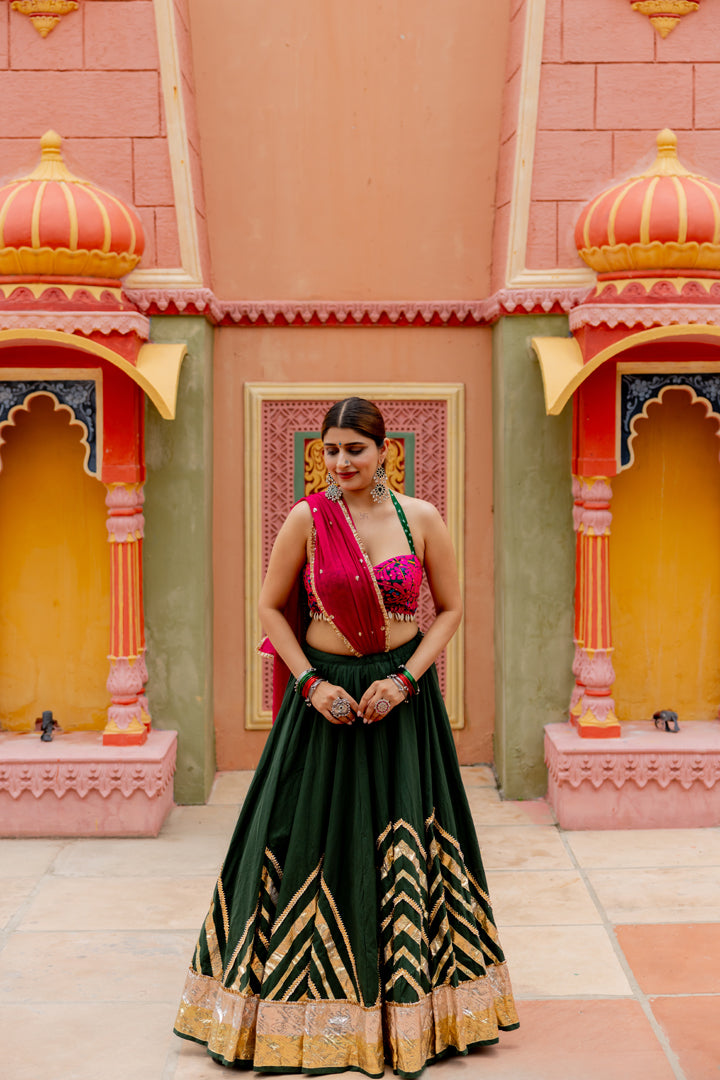 Bottle Green Lehenga Set