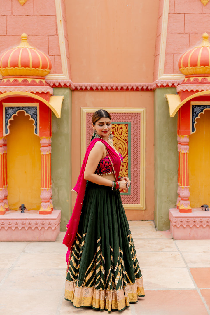 Bottle Green Lehenga Set