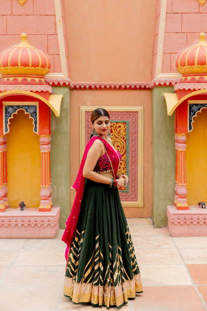 Bottle Green Lehenga Set