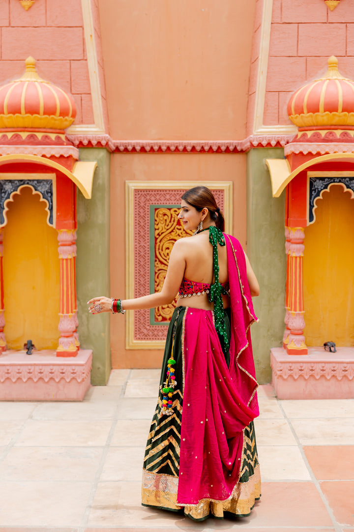 Bottle Green Lehenga Set