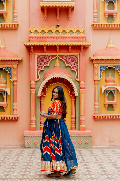 Teal Cotton Lehenga Set