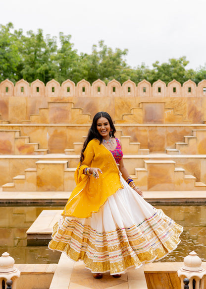 White Gradation Lehenga Set