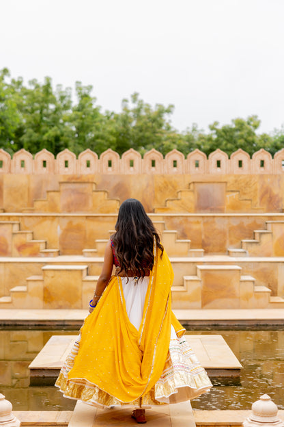 White Gradation Lehenga Set