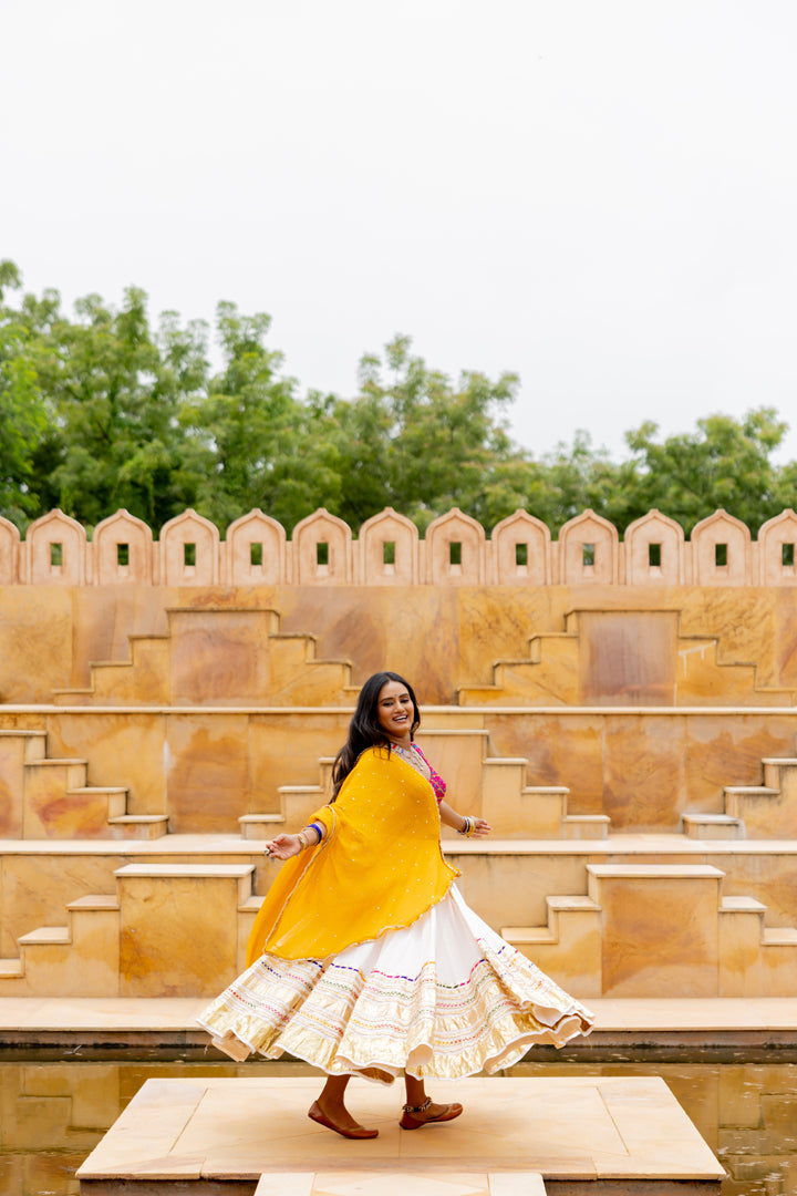 White Gradation Lehenga Set