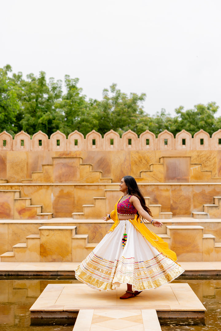 White Gradation Lehenga Set