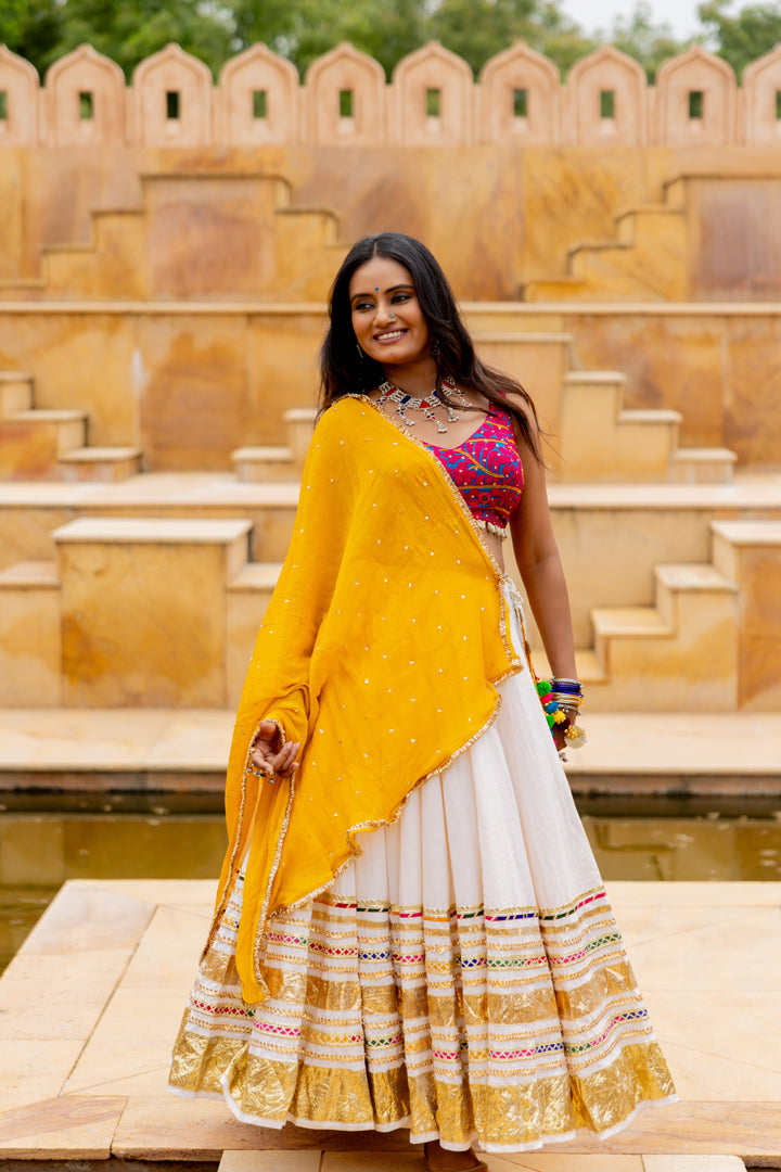 White Gradation Lehenga Set