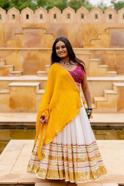 White Gradation Lehenga Set