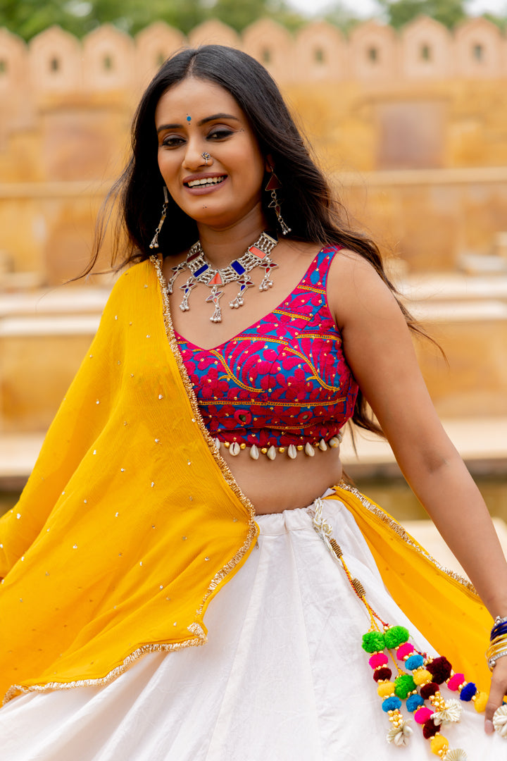 White Gradation Lehenga Set