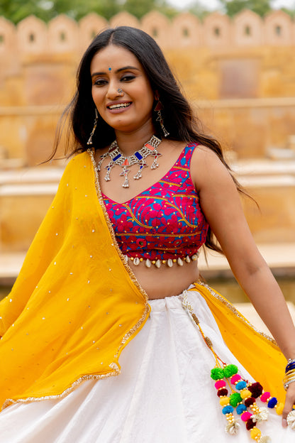 White Gradation Lehenga Set