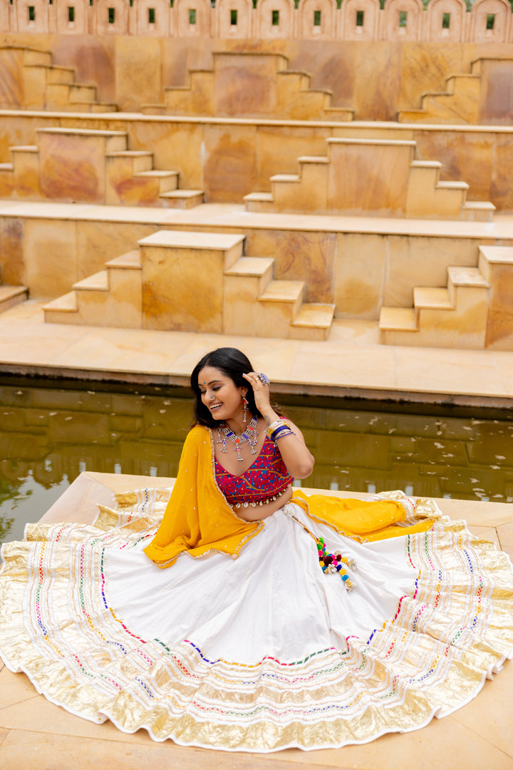 White Gradation Lehenga Set