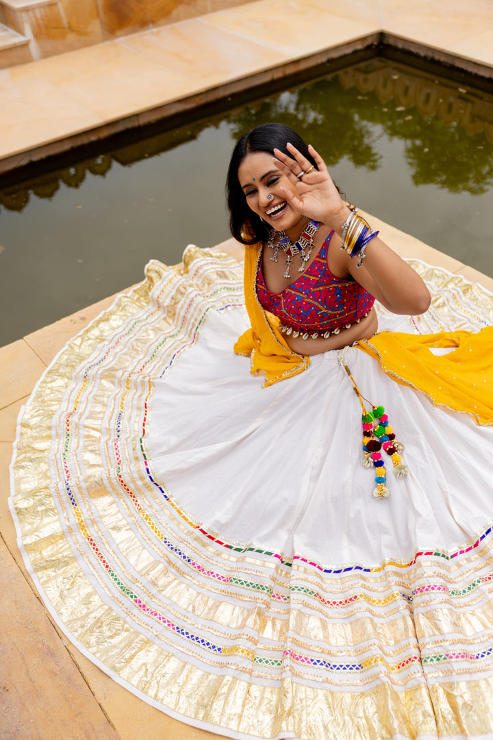 White Gradation Lehenga Set