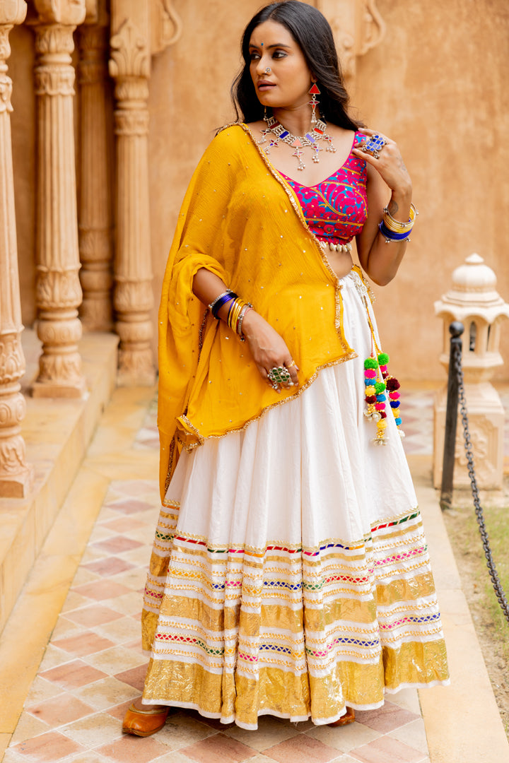 White Gradation Lehenga Set