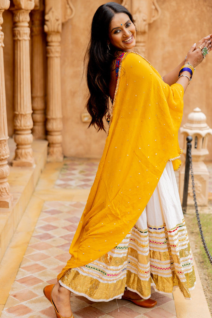 White Gradation Lehenga Set