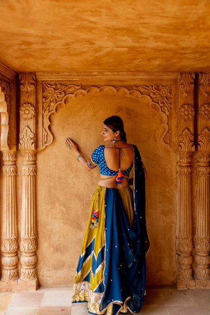 Mustard Green Lehenga Set