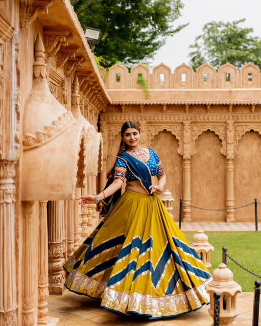 Mustard Green Cotton Skirt