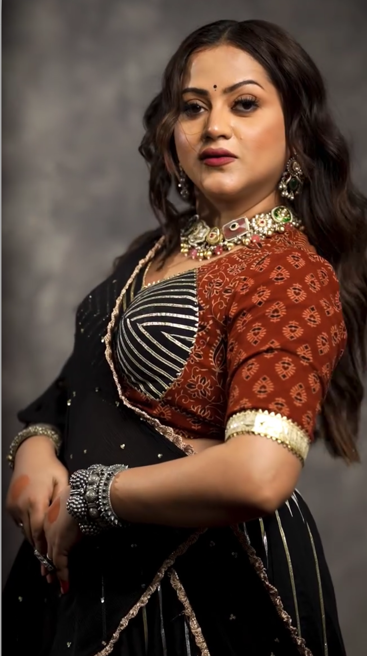Geeta Black Cotton Lehenga Set