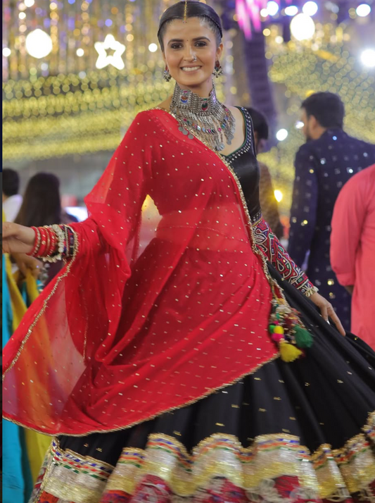 Black Heavy Lehenga Set