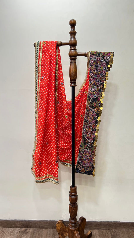 Bandhani With Patchwork Dupatta