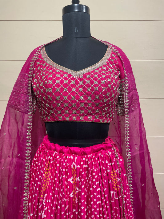 Pink Surajmukhi Lehenga Set