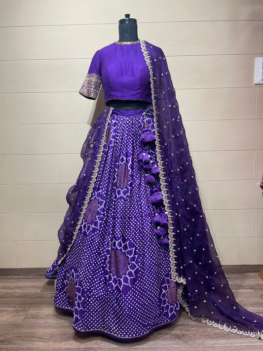 Purple Gaji Surajmukhi Lehenga