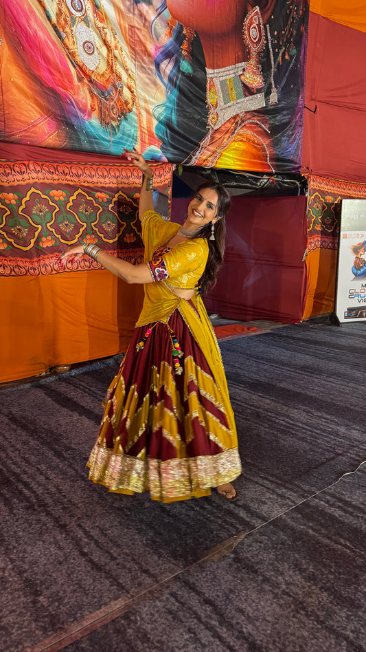 Maroon Cotton Lehenga Set