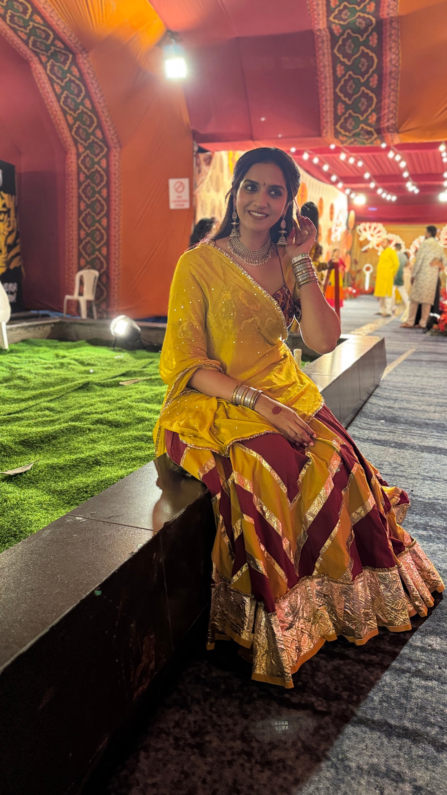 Maroon Cotton Lehenga Set