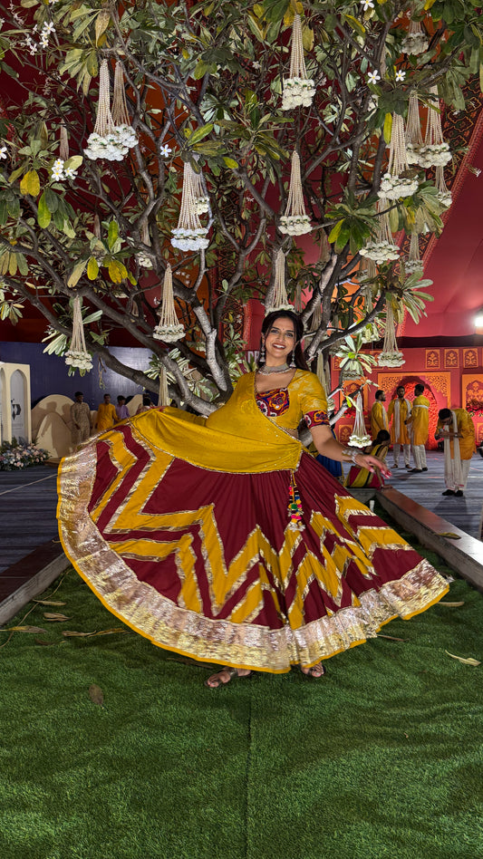 Maroon Cotton Lehenga Set